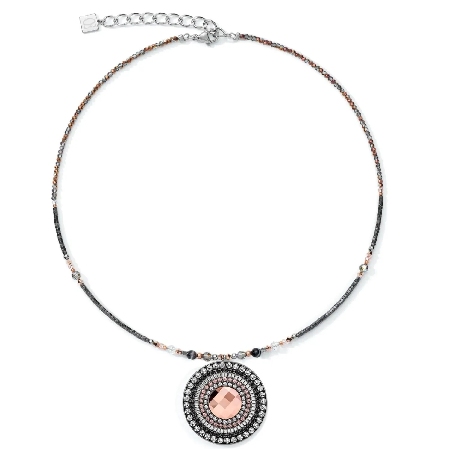 halskette_amulett_kleine__0.webp COEUR DE LION Halskette Amulett Kleine Kristalle & Gestreifter Onyx Grau-Kristall- Echter Stein