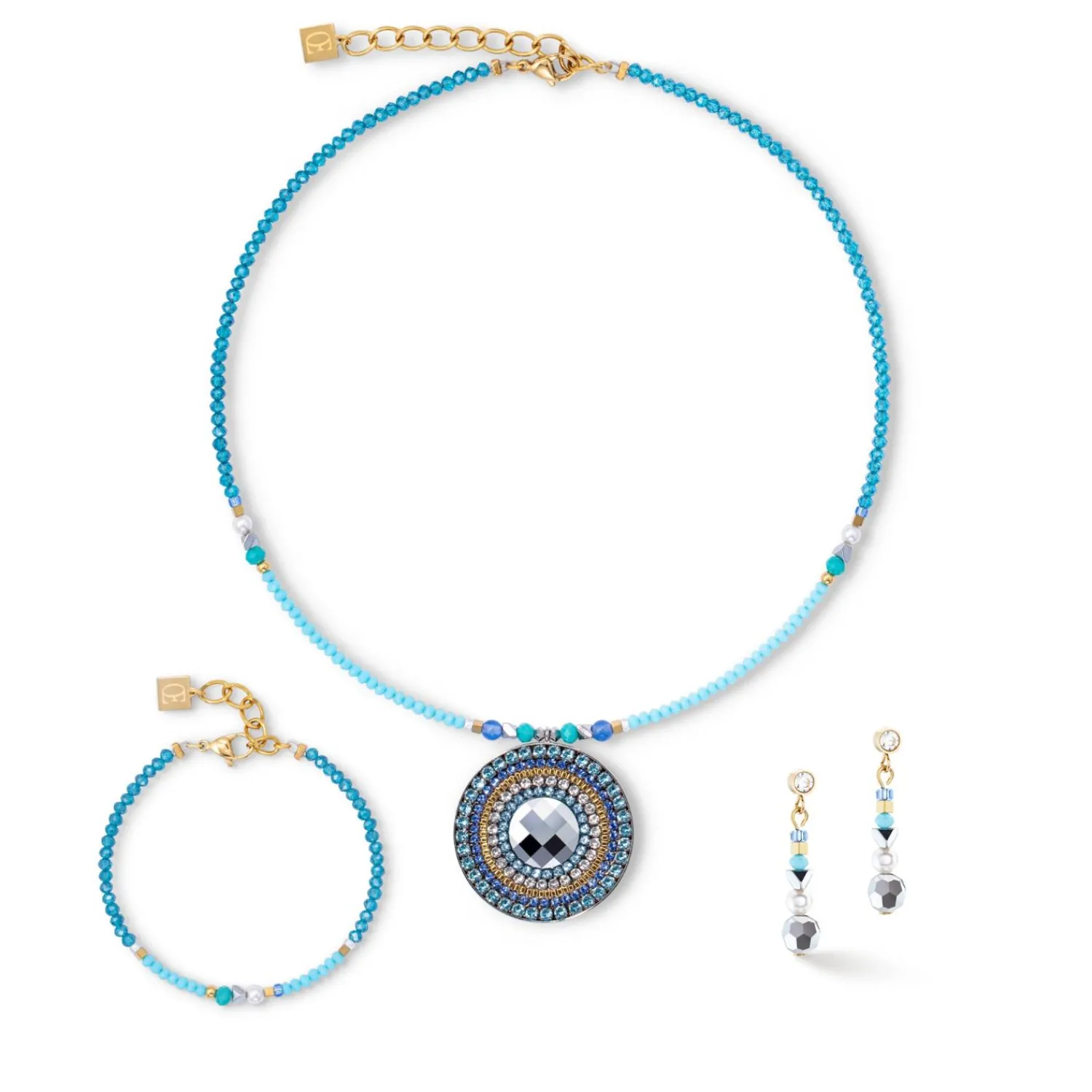 halskette_amulett_ocean_v_1.webp COEUR DE LION Halskette Amulett Ocean Vibes Türkis Gold- Edelsteinketten