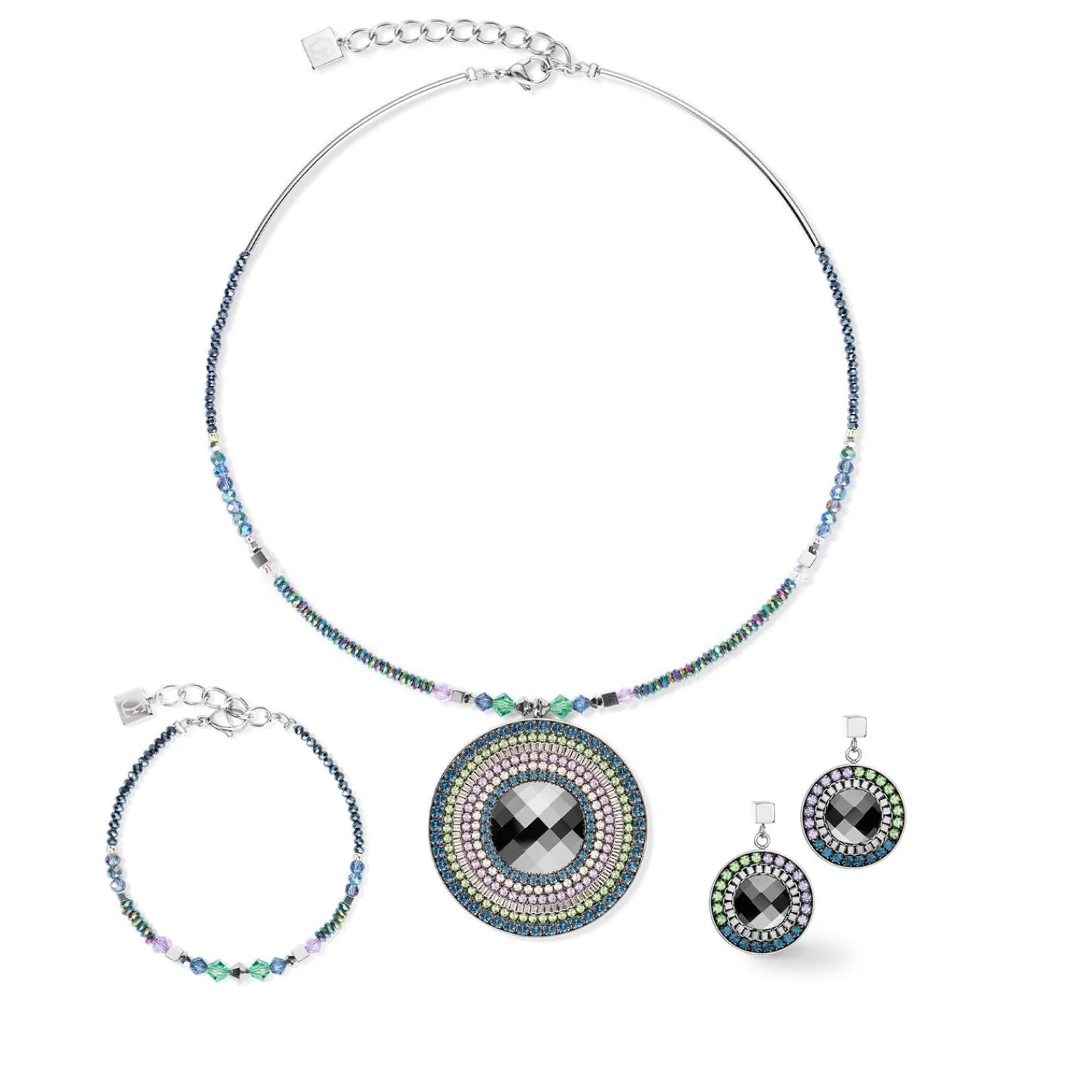 halskette_amulett_stateme_1-1.webp COEUR DE LION Halskette Amulett Statement Dunkelgrün- Kristallketten