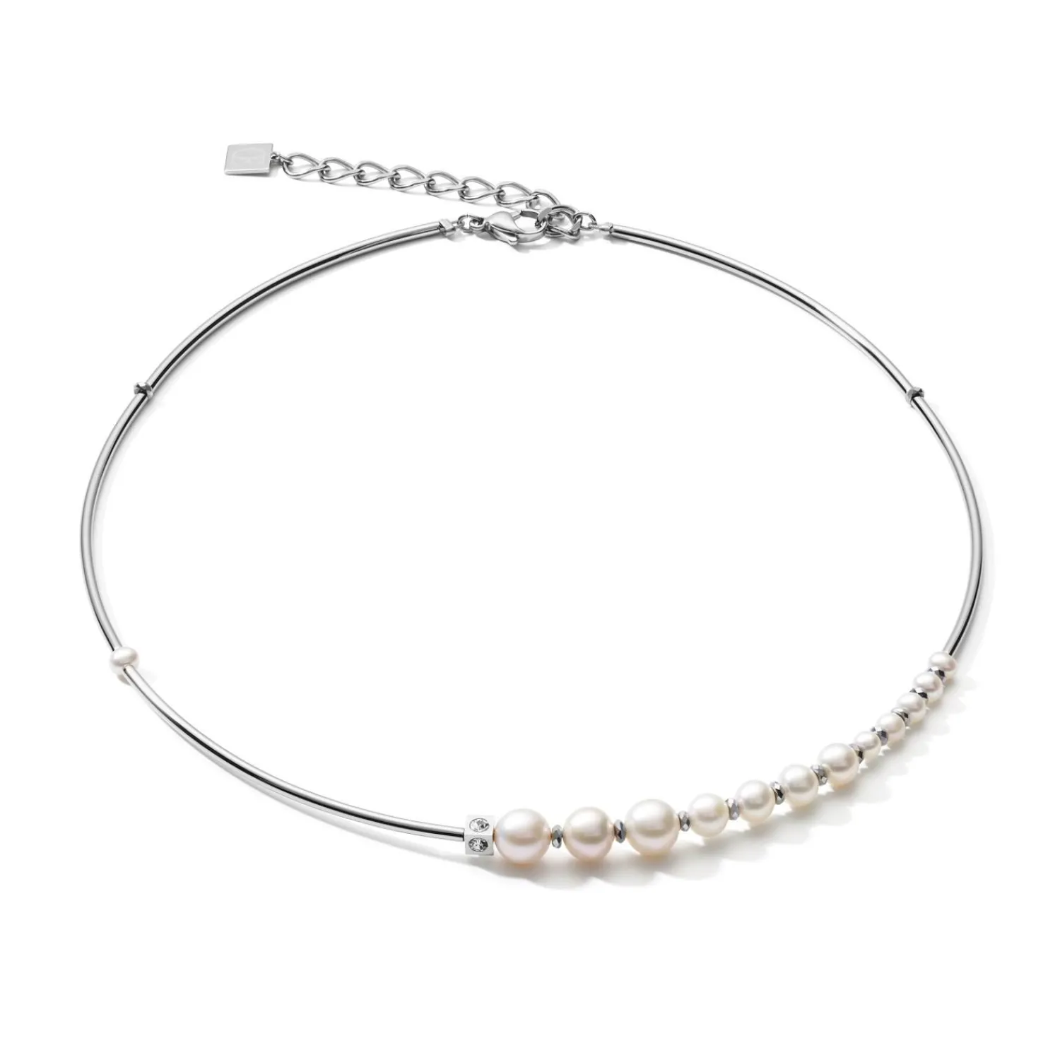 halskette_asymmetrie_swas_0-2.webp COEUR DE LION Halskette Asymmetrie Süßwasserperlen & Edelstahl Weiß-Silber- Perlenketten