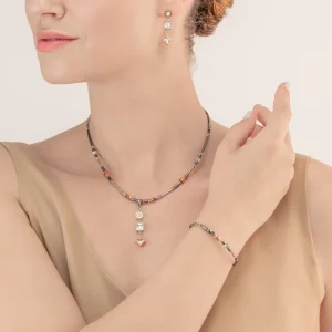 COEUR DE LION Halskette Brilliant Square Trilogy Austauschbarer Anhänger Tricolor- Halsketten mit Anhänger