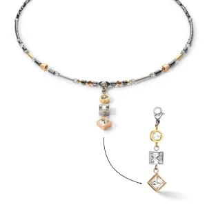 COEUR DE LION Halskette Brilliant Square Trilogy Austauschbarer Anhänger Tricolor- Halsketten mit Anhänger