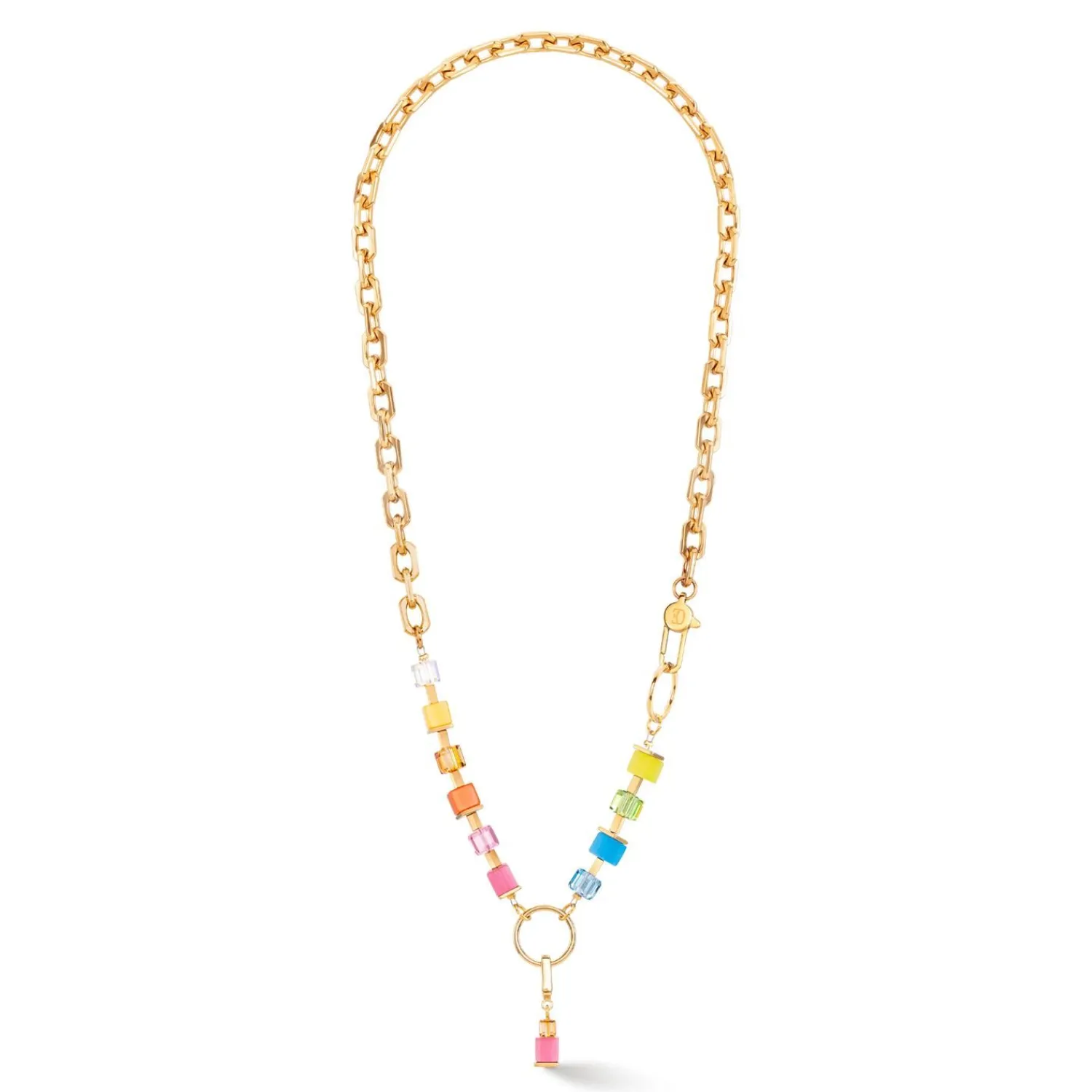 halskette_cube_fusion_cha_0.webp COEUR DE LION Halskette Cube Fusion Charm Gold-Regenbogen- Lange Halsketten