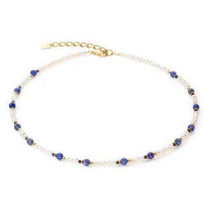 COEUR DE LION Halskette Flow Süßwasserperlen & Sodalithgold- Echter Stein