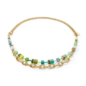 COEUR DE LION Halskette Geocube® Festive Layer Gold-Grün- Multiwear-Halsketten