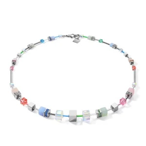 COEUR DE LION Halskette Geocube® Multitask 4-In-1 Summer Multi Pastell-Silber- Multiwear-Halsketten