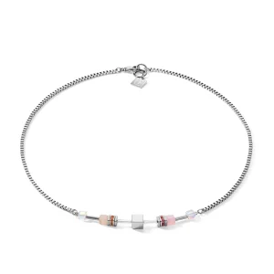 COEUR DE LION Halskette Geocube® Multitask 4-In-1 Summer Multi Pastell-Silber- Multiwear-Halsketten