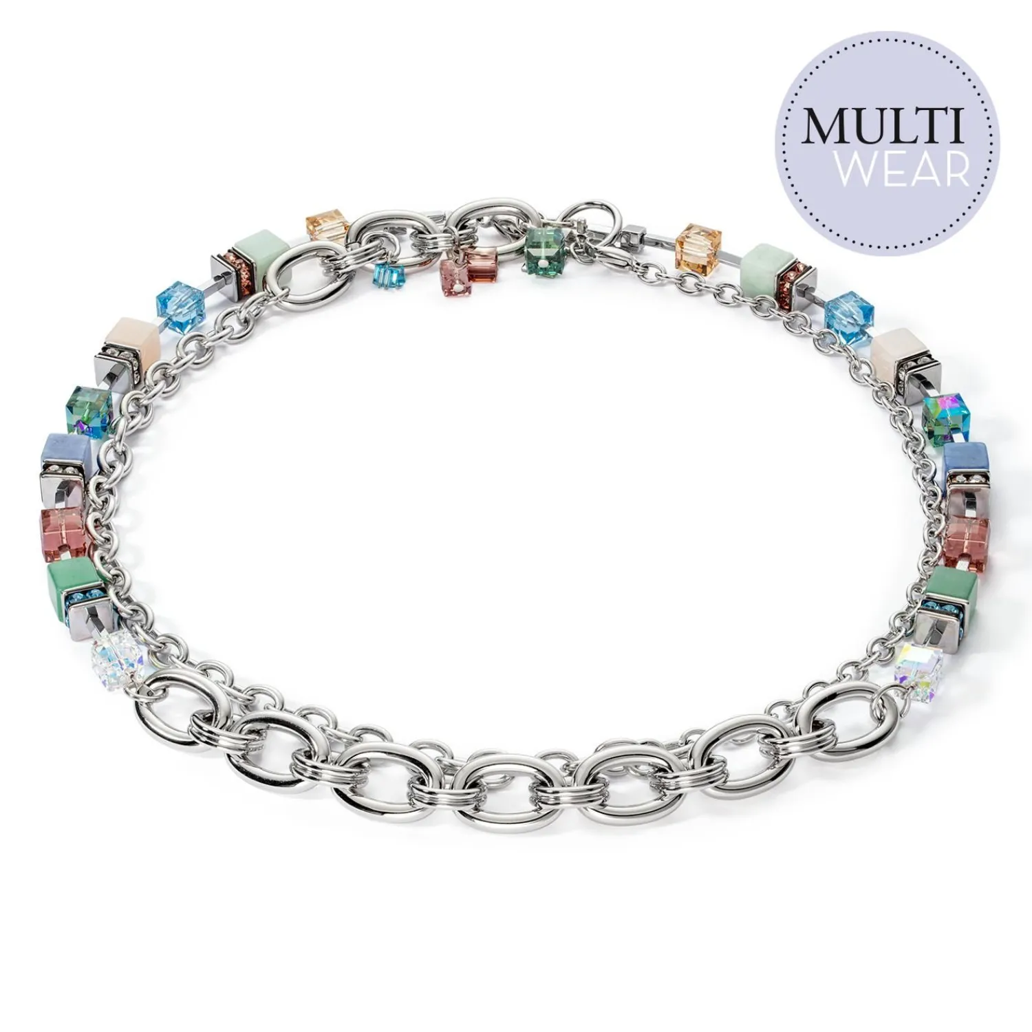 halskette_geocube_stateme_0-1.webp COEUR DE LION Halskette Geocube® Statement Precious Chunky Chain Multiwear 35 Mehrfarbig- Multiwear-Halsketten