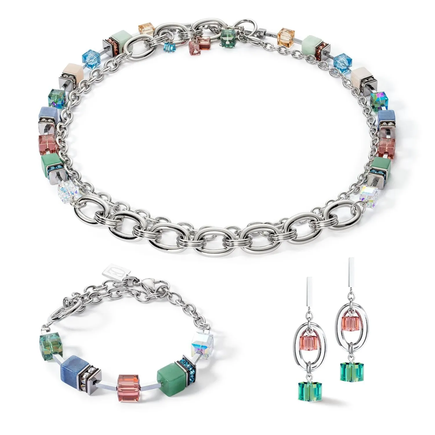 halskette_geocube_stateme_1-1.webp COEUR DE LION Halskette Geocube® Statement Precious Chunky Chain Multiwear 35 Mehrfarbig- Multiwear-Halsketten