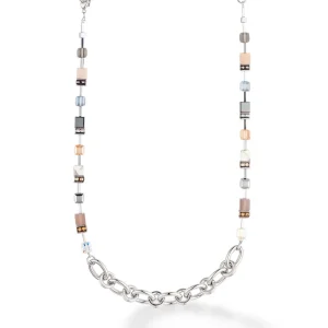 COEUR DE LION Halskette Geocube® Statement Precious Chunky Chain Multiwear Grau-Beige- Multiwear-Halsketten
