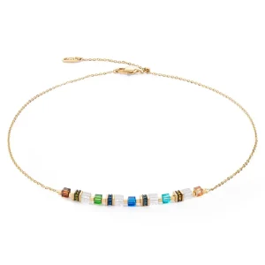 COEUR DE LION Halskette Mini Cubes & Kette Gold-Mehrfarbig- Edelsteinketten