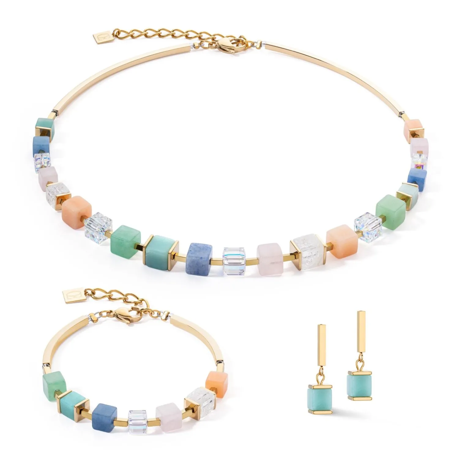 halskette_precious_statem_1-1.webp COEUR DE LION Halskette Precious Statement Cubes Mehrfarbig-Sanft- Edelsteinketten