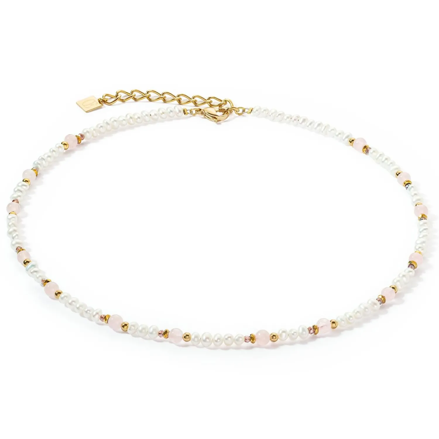 halskette_romantische_swa_0.webp COEUR DE LION Halskette Romantische Süßwasserperlen & Rosenquarz Gold- Hochzeit