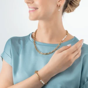 COEUR DE LION Halskette Shape Shifter Süßwasserperlen Gold- Multiwear-Halsketten