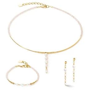 COEUR DE LION Halskette Tropfen Süßwasserperlen Gold- Perlenketten