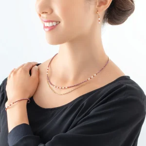 COEUR DE LION Halskette Twinkle Princess Gold-Rot- Kristallhalsketten