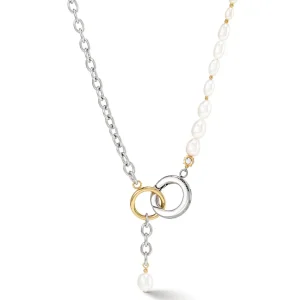 COEUR DE LION Halskette Y & Ovale Süßwasserperlen mit O-Ring Bicolor- Hochzeit