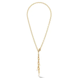 COEUR DE LION Halskette Y Navette Süßwasserperlen Gold- Halsketten mit Anhänger