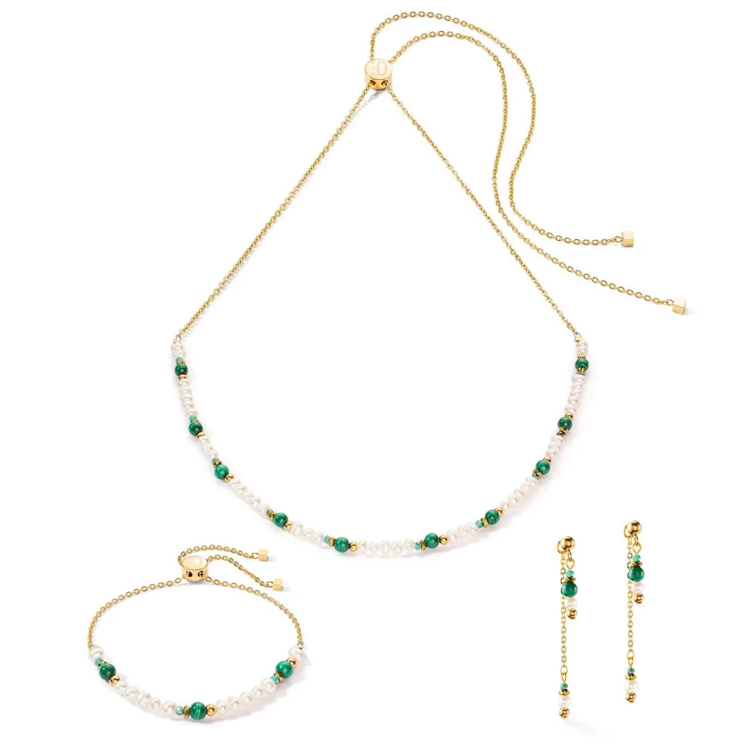 harmony_multiwear_ohrring_1-2.webp COEUR DE LION Harmony Multiwear Ohrringe Süßwasserperlen und Malachitgold- Wasserfall-Ohrringe