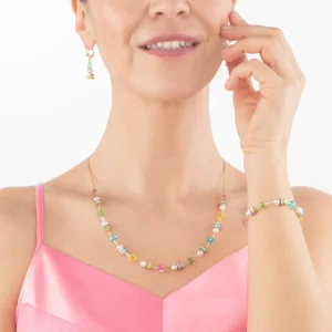 COEUR DE LION Joyful Cubes & Pearls Halskette Mehrfarbig- Kristallhalsketten