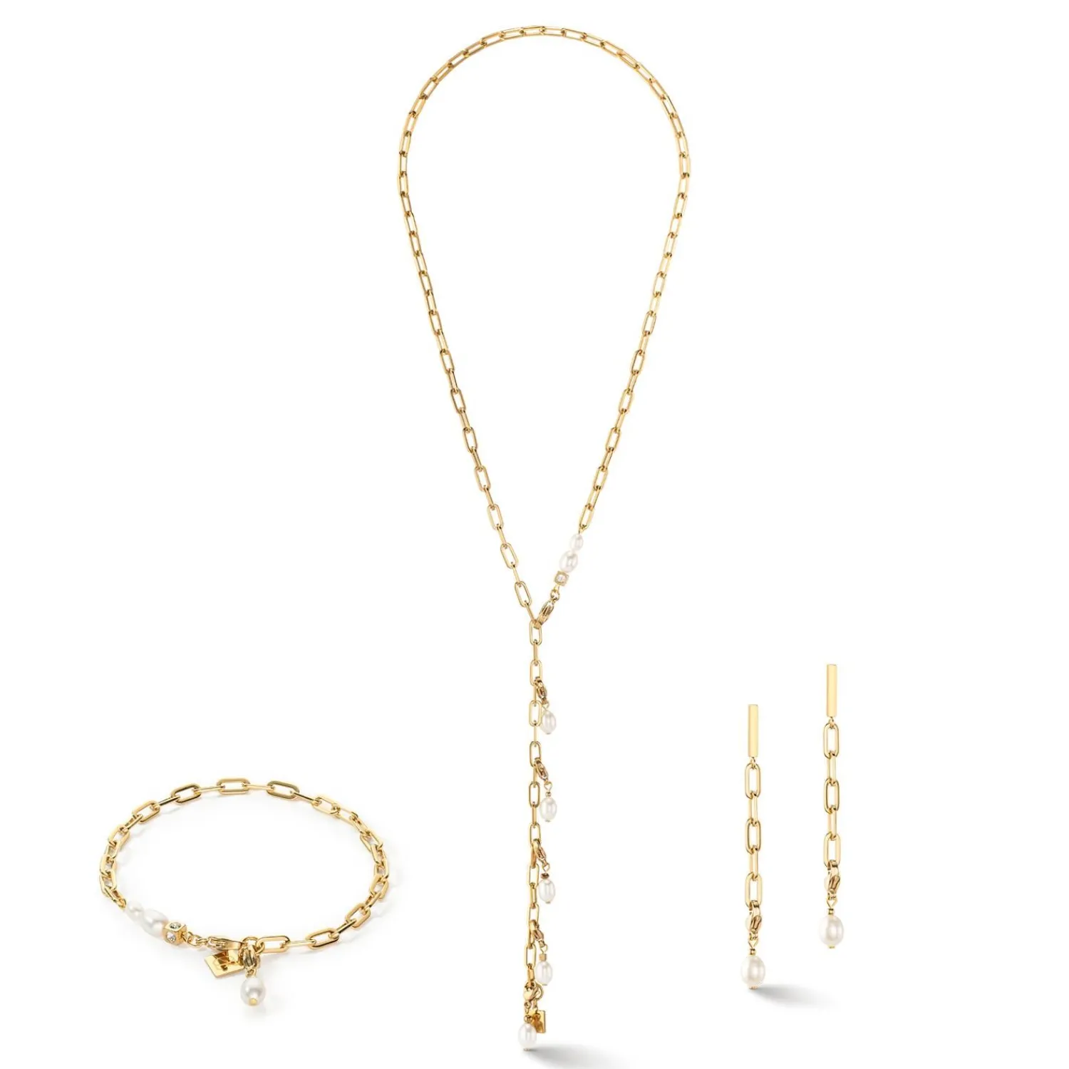 moderne_kettenohrringe_mi_1-1.webp COEUR DE LION Moderne Kettenohrringe mit Süßwasserperlenanhängern in Gold- Wasserfall-Ohrringe