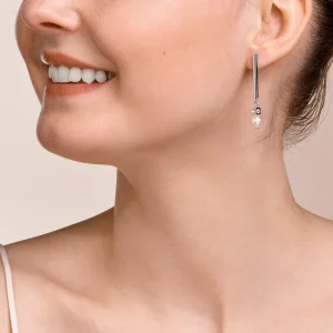 COEUR DE LION Ohrringe Asymmetrie Süßwasserperlen & Edelstahl Weiß-Silber- Ohrstecker