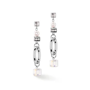 COEUR DE LION Ohrringe Chunky Chain & Cubes Runway Exlusive Silber- Ohrhänger