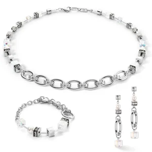 COEUR DE LION Ohrringe Chunky Chain & Cubes Runway Exlusive Silber- Ohrhänger