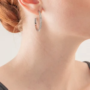 COEUR DE LION Ohrringe Creolen 35 Edelstahl & Kristalle Silber Kristall- Creolen