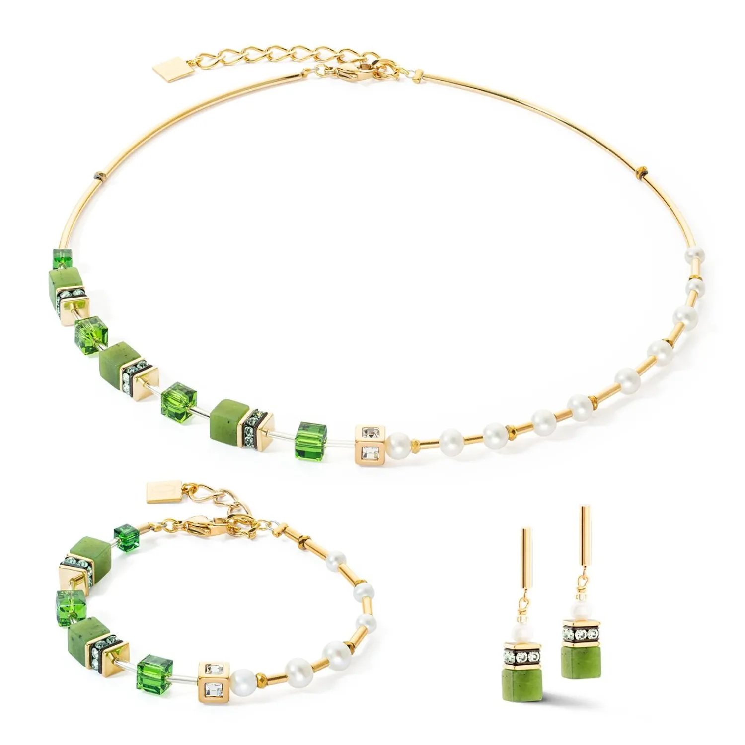 ohrringe_geocube_fusion_p_1-6.webp COEUR DE LION Ohrringe Geocube® Fusion Precious Pearl Mix Gold-Grün- Edelsteinohrringe