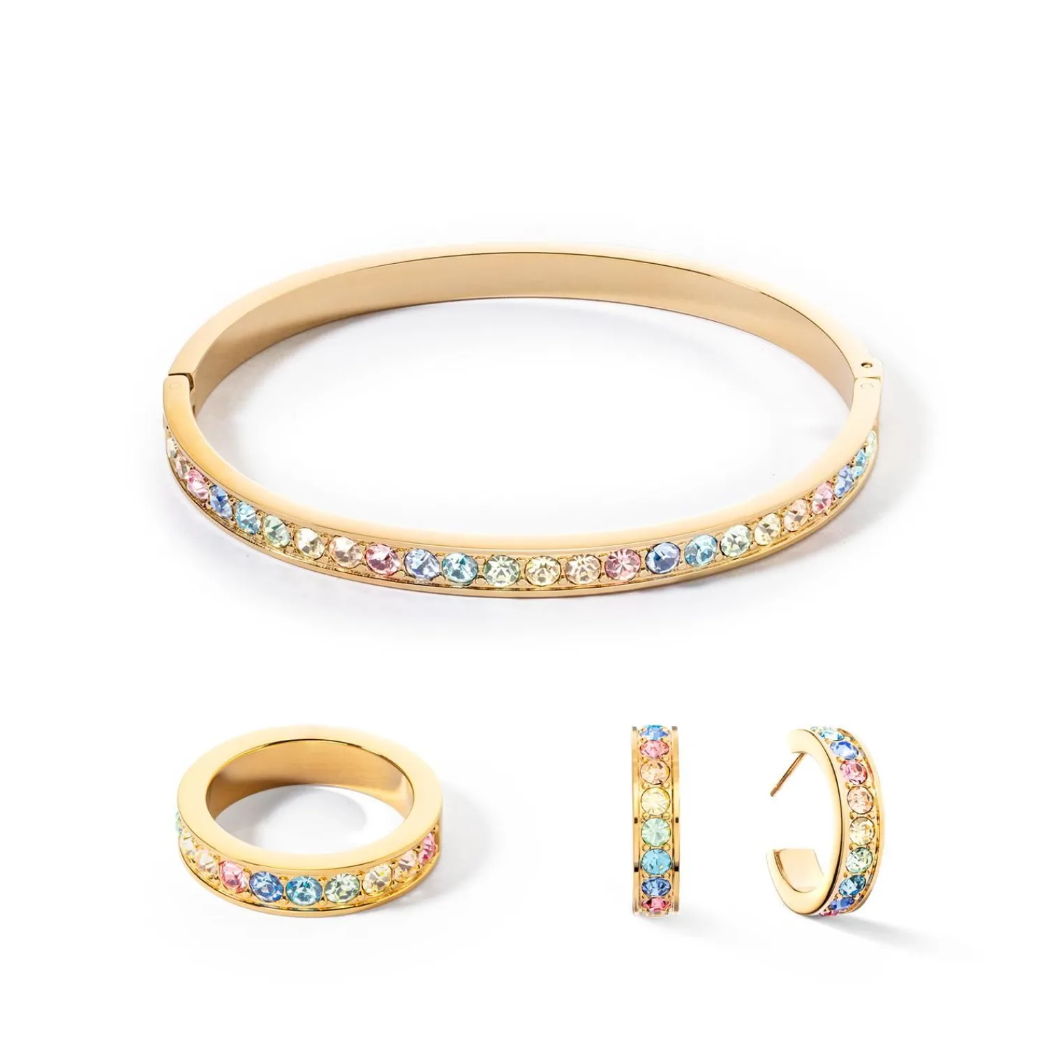 ohrringe_kreolen__edelsta_1-3.webp COEUR DE LION Ohrringe Kreolen 20 Edelstahl & Kristalle Gold Multi Pastell- Ohrstecker