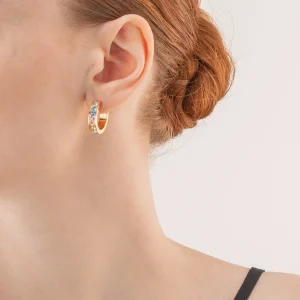 COEUR DE LION Ohrringe Kreolen 20 Edelstahl & Kristalle Gold Multi Pastell- Creolen