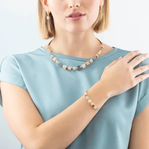 COEUR DE LION Ohrringe Precious Statement Cubes Grau-Pfirsich- Ohrstecker