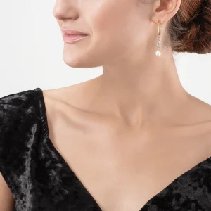 COEUR DE LION Ohrringe Y & Ovale Süßwasserperlen mit O-Ring Bicolor- Hochzeit