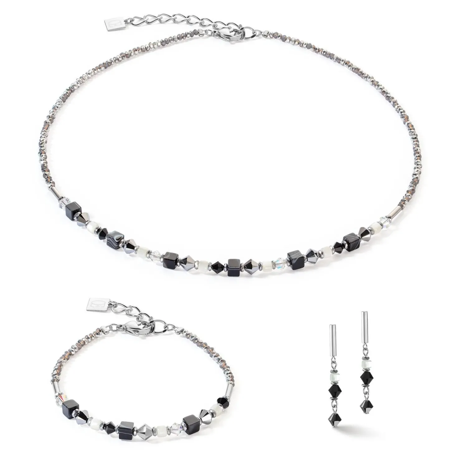 princess_shape_mix_halske_1-2.webp COEUR DE LION Princess Shape Mix Halskette Schwarz-Weiß- Echter Stein