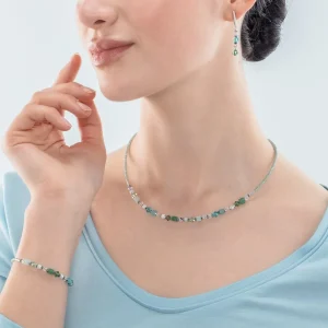 COEUR DE LION Princess Shape Mix Halskette Mintgrün- Echter Stein