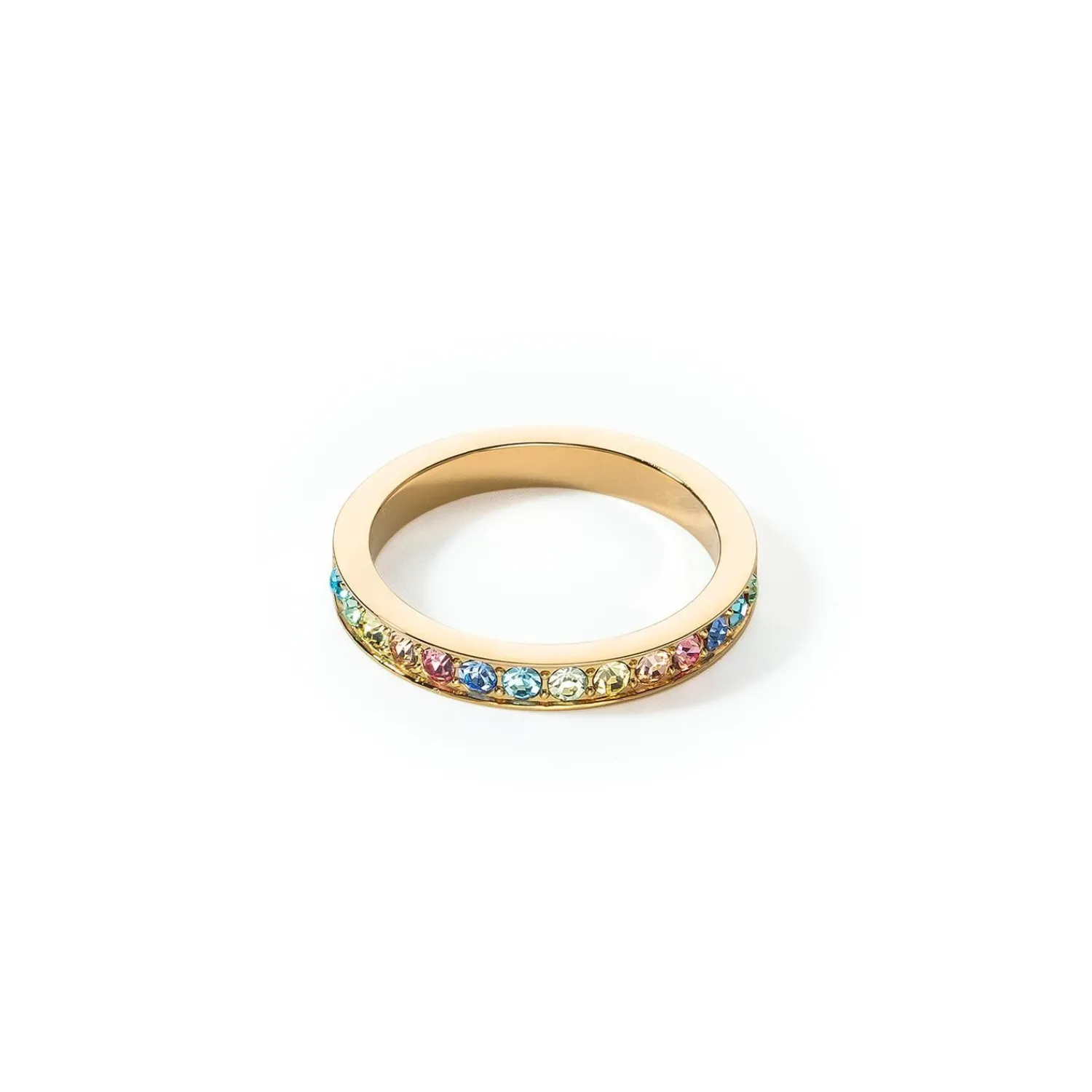 ring_edelstahl__kristalle_0-2.webp COEUR DE LION Ring Edelstahl & Kristalle Slim Gold Mehrfarbig Pastell- Coeur Essentials