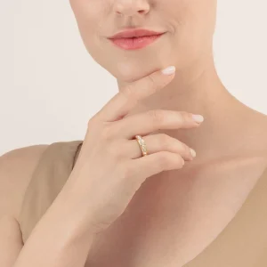 COEUR DE LION Ring Edelstahl & Kristalle Goldkristall- Kristallringe