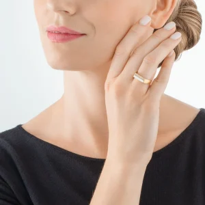 COEUR DE LION Ring Quadratische Streifen Gold-Weiß- Kristallringe