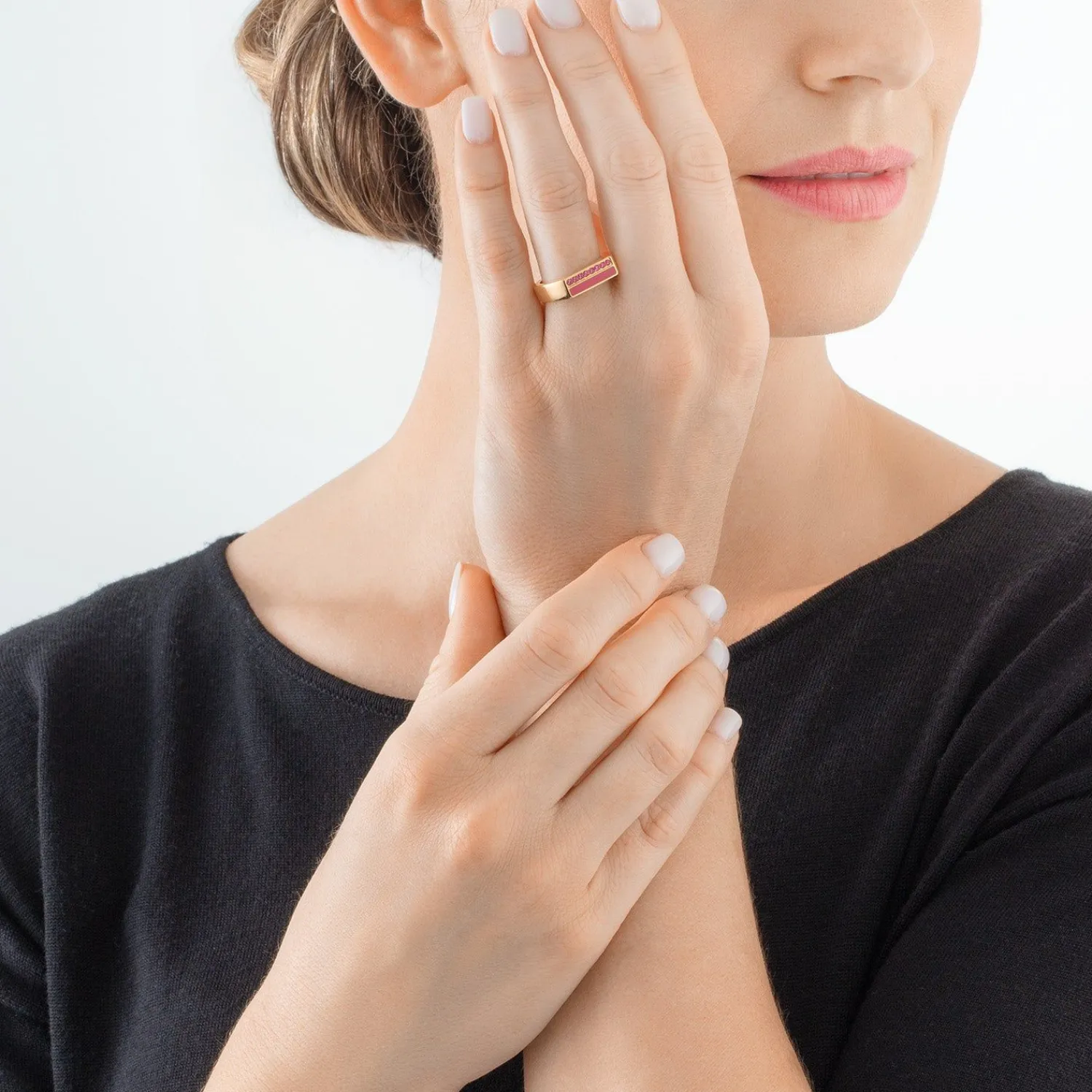 ring_quadratische_streife_2-2.webp COEUR DE LION Ring Quadratische Streifen Gold-Rosa- Coeur Essentials