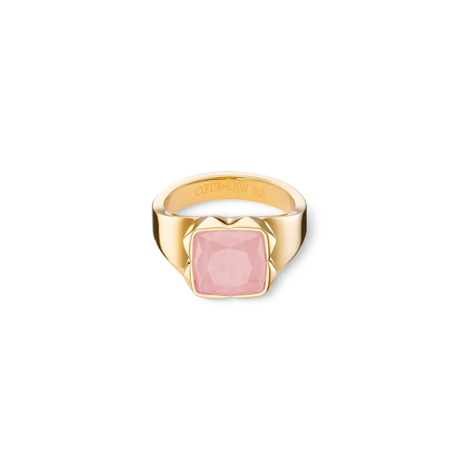 ring_spikes_quadrat_rosen_0.webp COEUR DE LION Ring Spikes Quadrat Rosenquarz Gold-Rosa- Coeur Essentials