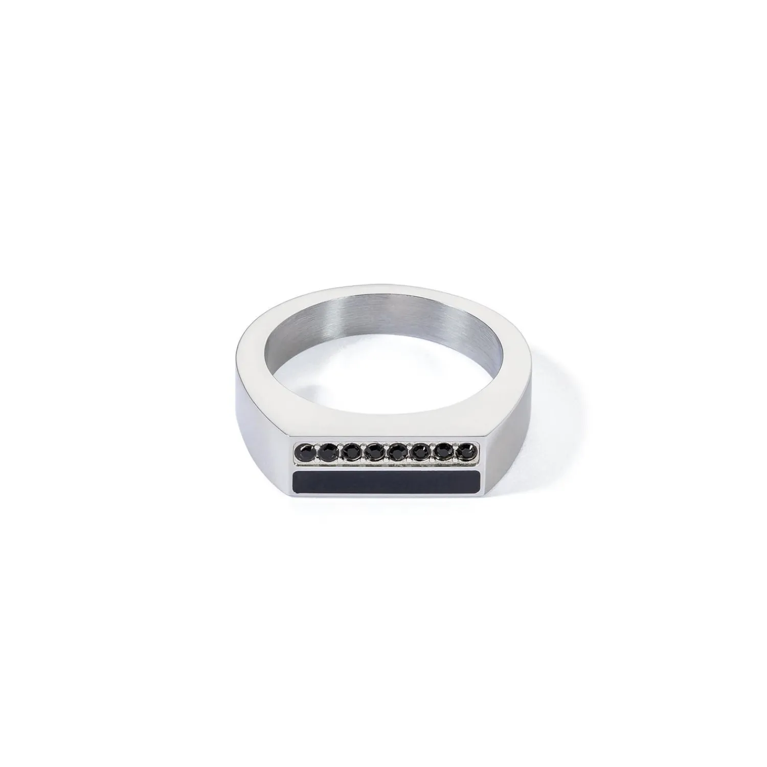 ring_square_stripes_silbe_0-1.webp COEUR DE LION Ring Square Stripes Silber-Schwarz- Coeur Essentials