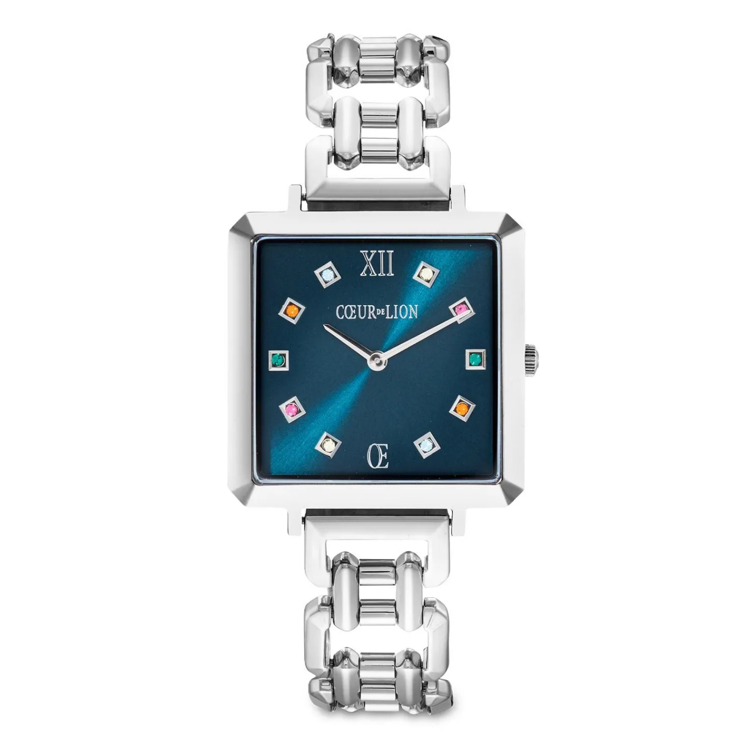 sehen_sie_sich_die_iconic_0.webp COEUR DE LION Sehen Sie sich die Iconic Cube Statement Noble Petrol Silver an- Uhren