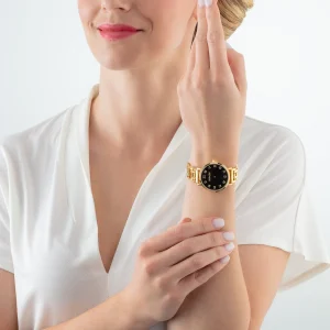 COEUR DE LION Sehen Sie sich Round Brilliant Glamourous Black Statement Gold an- Uhren