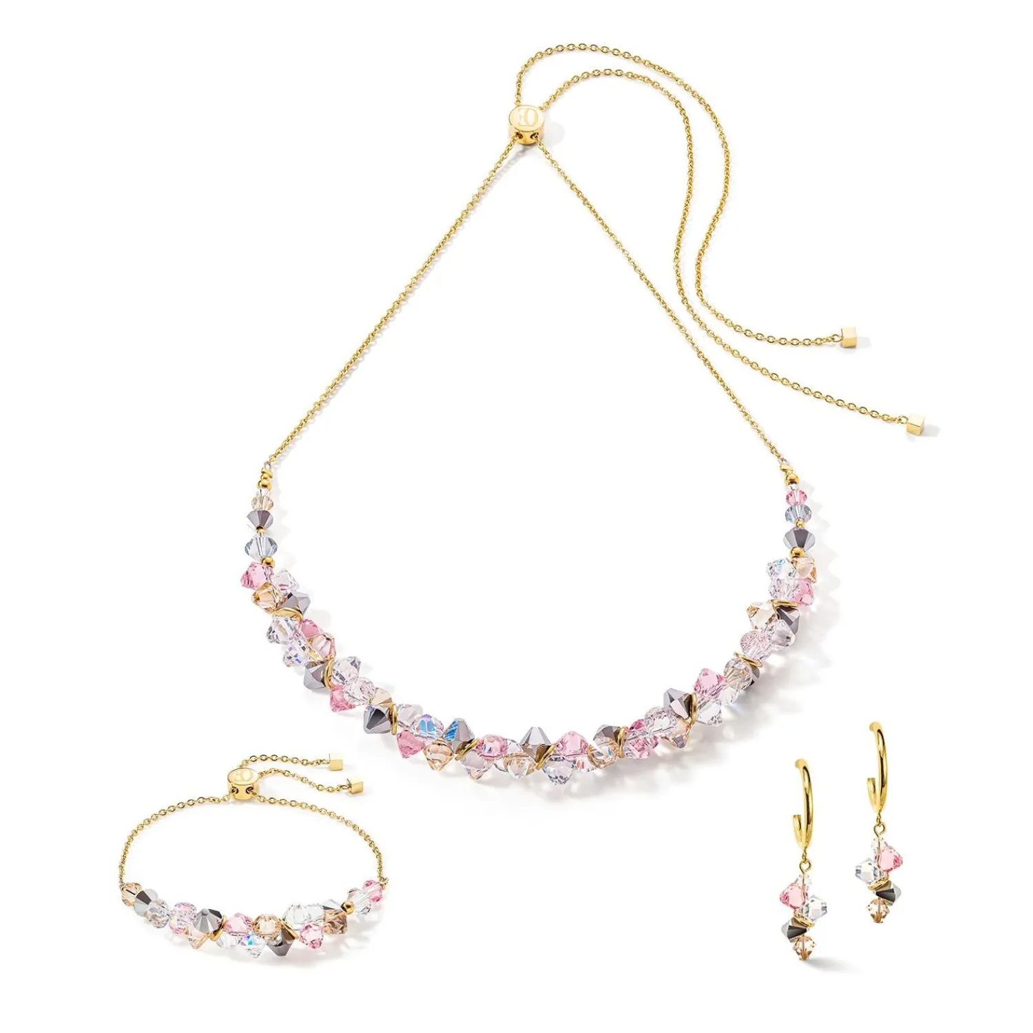 tanzende_kristalle_ohrrin_1-2.webp COEUR DE LION Tanzende Kristalle Ohrringe Gold Hellrosa- Creolen