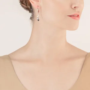 COEUR DE LION Tanzende Kristalle Ohrringe Silber Schwarz- Kristallohrringe