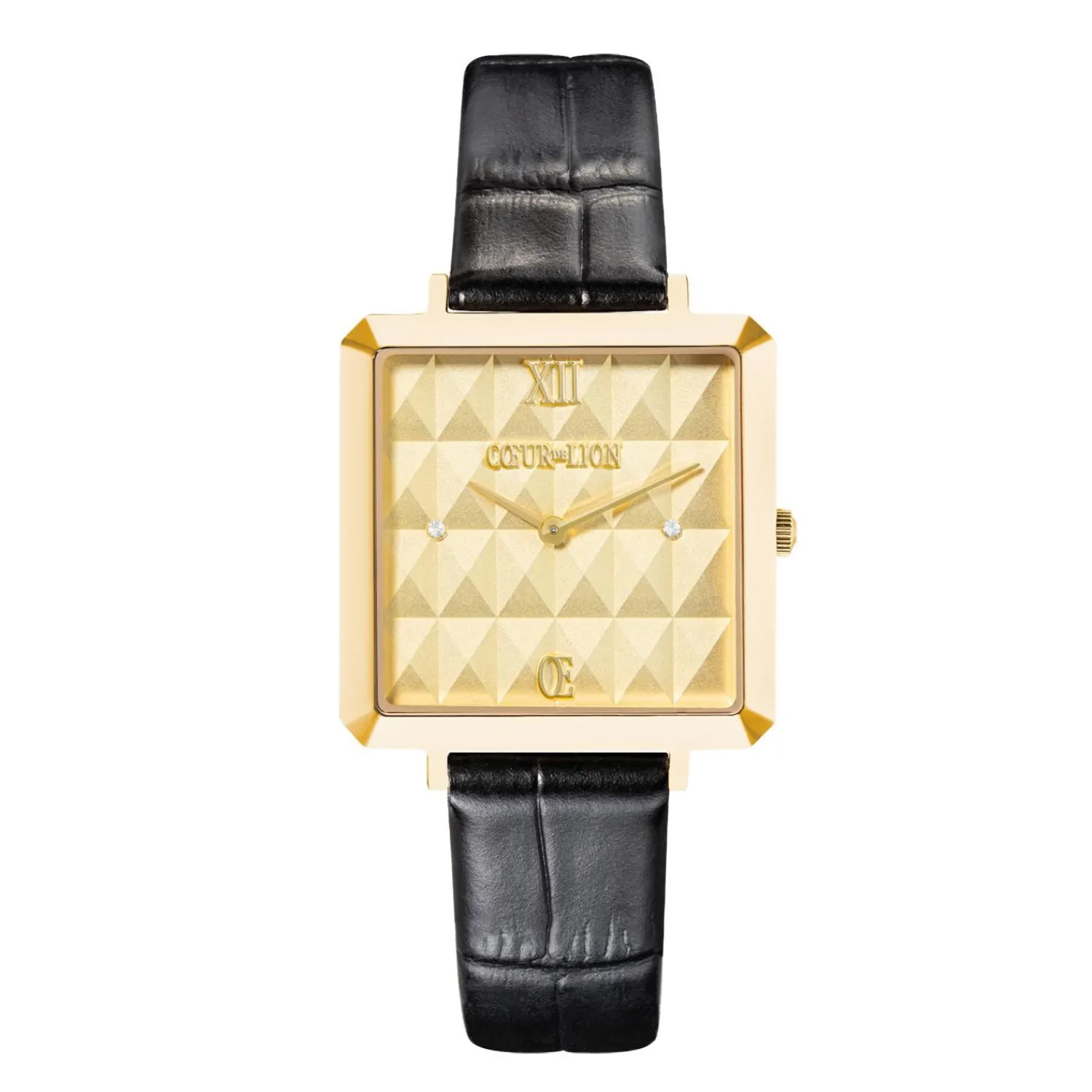 uhr_iconic_cube_spikes_go_0.webp COEUR DE LION Uhr Iconic Cube Spikes Gold Armband Leder Schwarz- Uhren