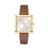 COEUR DE LION Uhr Iconic Square Gold White Sunray Armband Leder Classy Brown- Uhren