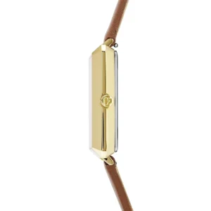 COEUR DE LION Uhr Iconic Square Gold White Sunray Armband Leder Classy Brown- Uhren