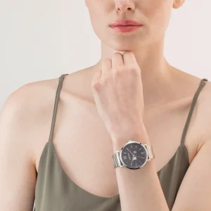 COEUR DE LION Uhr Round Statement Unisex Sunray Midnight Blue Edelstahl Frosted Silver- Unisex Edition